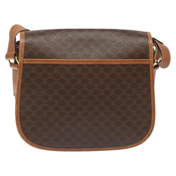CELINE Macadam Canvas Shoulder Bag PVC Leather Brown Gold Auth 113138 - 0