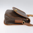 CELINE Macadam Canvas Shoulder Bag PVC Leather Brown Gold Auth 113138-3