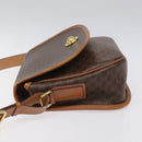 CELINE Macadam Canvas Shoulder Bag PVC Leather Brown Gold Auth 113138-4