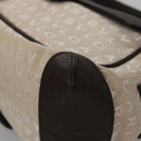 BVLGARI Hand Bag Canvas Leather Beige Brown Silver Auth 113142-11