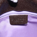 BVLGARI Hand Bag Canvas Leather Beige Brown Silver Auth 113142-18