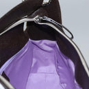 BVLGARI Hand Bag Canvas Leather Beige Brown Silver Auth 113142-19