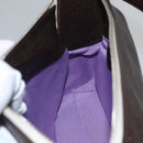 BVLGARI Hand Bag Canvas Leather Beige Brown Silver Auth 113142-19