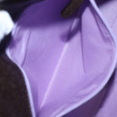 BVLGARI Hand Bag Canvas Leather Beige Brown Silver Auth 113142-22