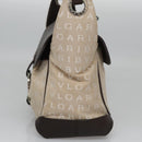 BVLGARI Hand Bag Canvas Leather Beige Brown Silver Auth 113142-3