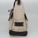 BVLGARI Hand Bag Canvas Leather Beige Brown Silver Auth 113142-4