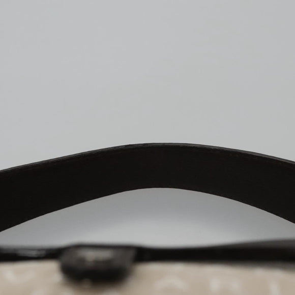 BVLGARI Hand Bag Canvas Leather Beige Brown Silver Auth 113142