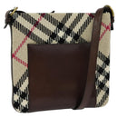 BURBERRY Nova Check Shoulder Bag Canvas Beige Auth 113146-1