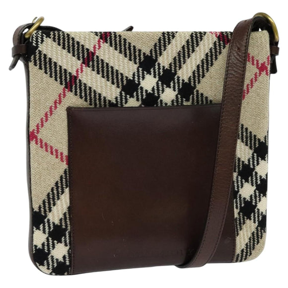 BURBERRY Nova Check Shoulder Bag Canvas Beige Auth 113146