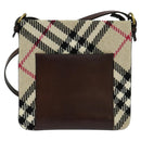 BURBERRY Nova Check Shoulder Bag Canvas Beige Auth 113146-13