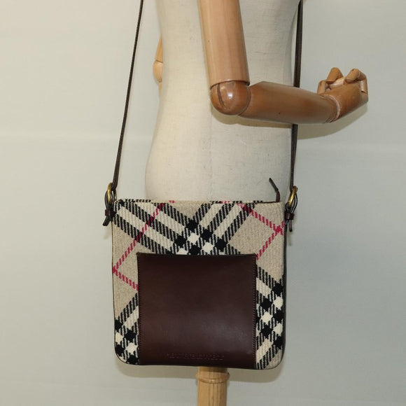 BURBERRY Nova Check Shoulder Bag Canvas Beige Auth 113146