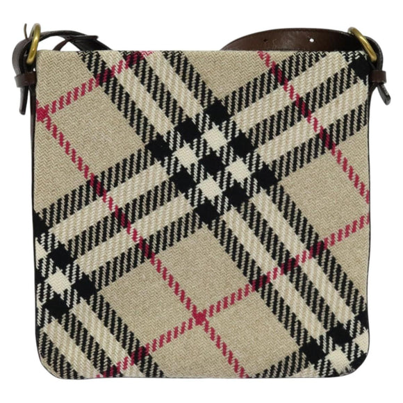 BURBERRY Nova Check Shoulder Bag Canvas Beige Auth 113146