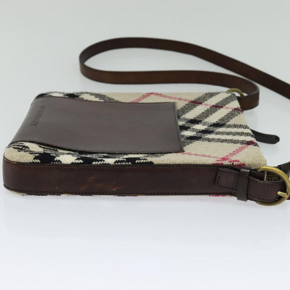 BURBERRY Nova Check Shoulder Bag Canvas Beige Auth 113146