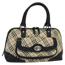 BURBERRY Nova Check Hand Bag Canvas Beige Black Auth 113152-1