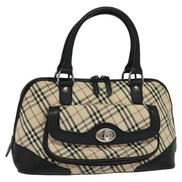 BURBERRY Nova Check Hand Bag Canvas Beige Black Auth 113152