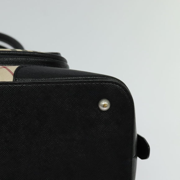 BURBERRY Nova Check Hand Bag Canvas Beige Black Auth 113152