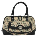 BURBERRY Nova Check Hand Bag Canvas Beige Black Auth 113152-13