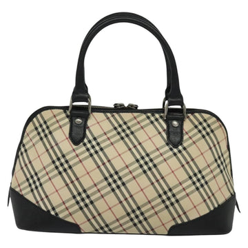 BURBERRY Nova Check Hand Bag Canvas Beige Black Auth 113152 - 0