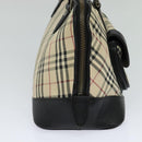 BURBERRY Nova Check Hand Bag Canvas Beige Black Auth 113152-3