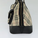 BURBERRY Nova Check Hand Bag Canvas Beige Black Auth 113152-4