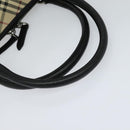 BURBERRY Nova Check Hand Bag Canvas Beige Black Auth 113152-7