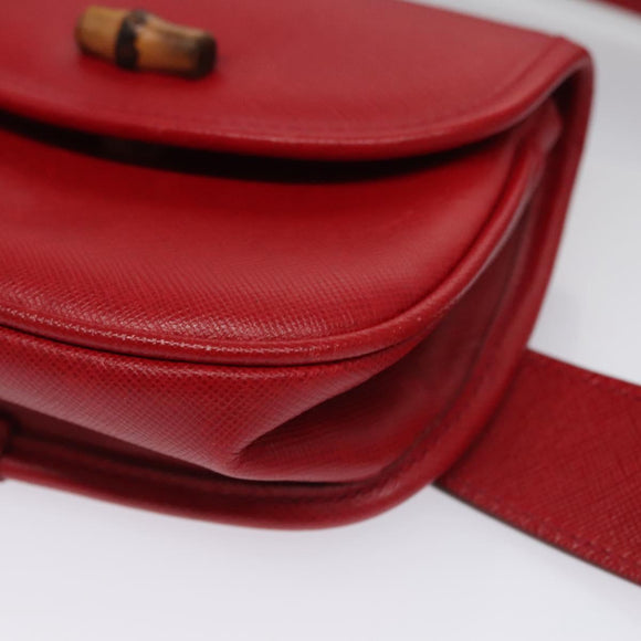 GUCCI Bamboo Waist bag Leather Red Auth 113159V