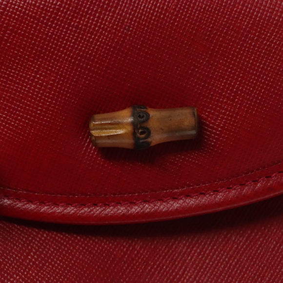 GUCCI Bamboo Waist bag Leather Red Auth 113159V