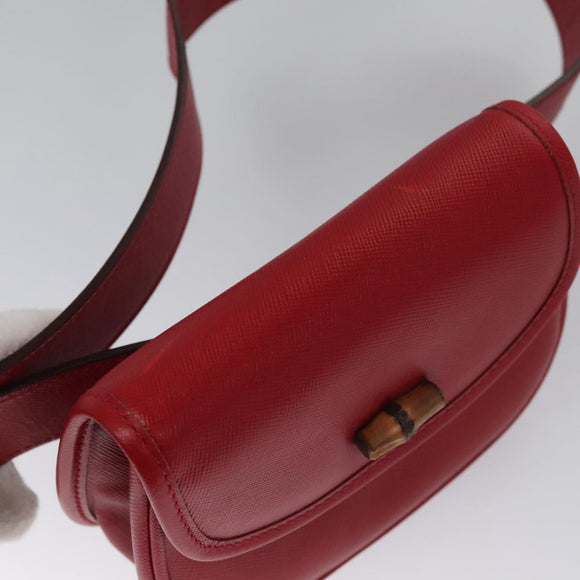 GUCCI Bamboo Waist bag Leather Red Auth 113159V