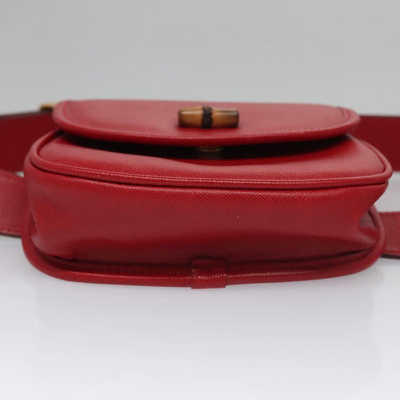 GUCCI Bamboo Waist bag Leather Red Auth 113159V