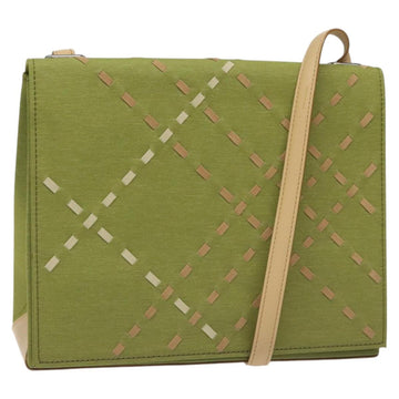 BURBERRY Nova Check Shoulder Bag Canvas Green Auth 113160