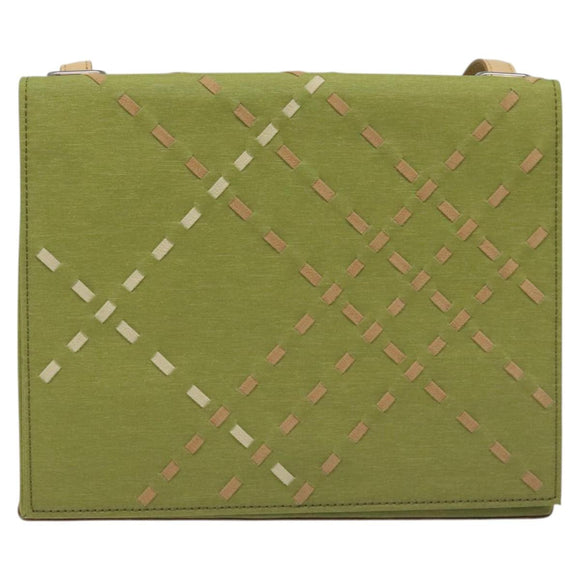 BURBERRY Nova Check Shoulder Bag Canvas Green Auth 113160