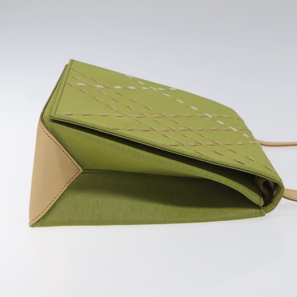 BURBERRY Nova Check Shoulder Bag Canvas Green Auth 113160