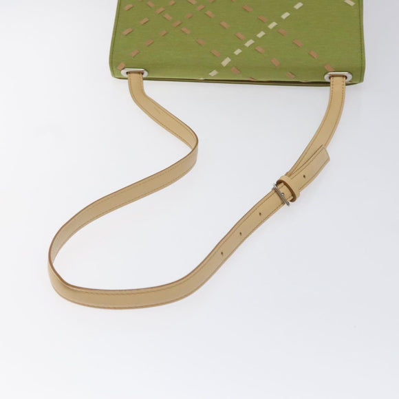 BURBERRY Nova Check Shoulder Bag Canvas Green Auth 113160