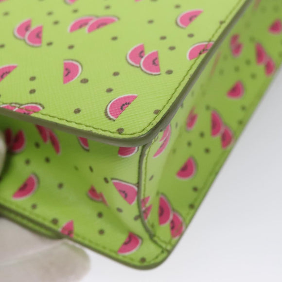 PRADA Watermelon Shoulder Bag Safiano leather Green Auth 113168V