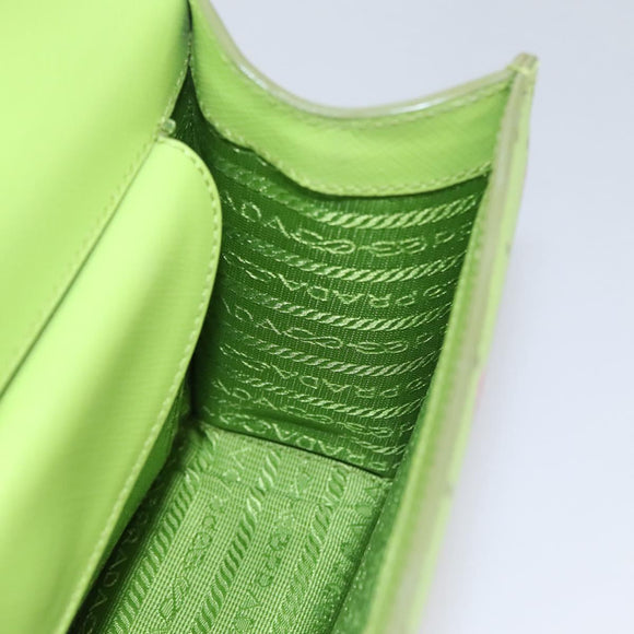 PRADA Watermelon Shoulder Bag Safiano leather Green Auth 113168V