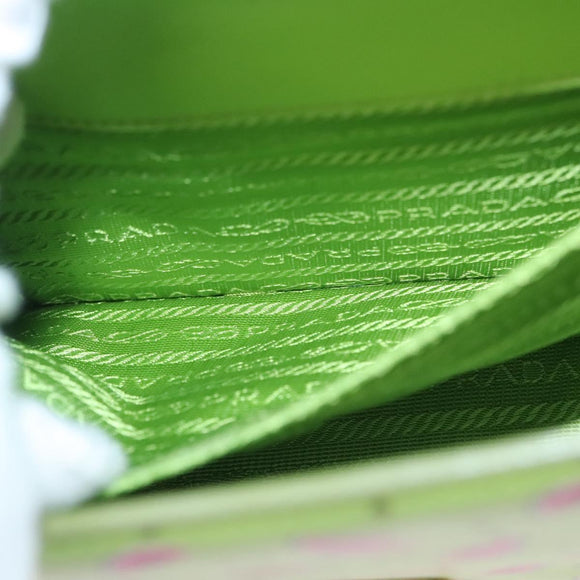 PRADA Watermelon Shoulder Bag Safiano leather Green Auth 113168V