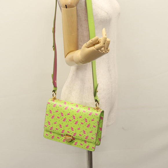 PRADA Watermelon Shoulder Bag Safiano leather Green Auth 113168V