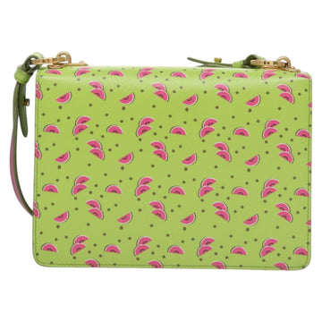 PRADA Watermelon Shoulder Bag Safiano leather Green Auth 113168V - 0