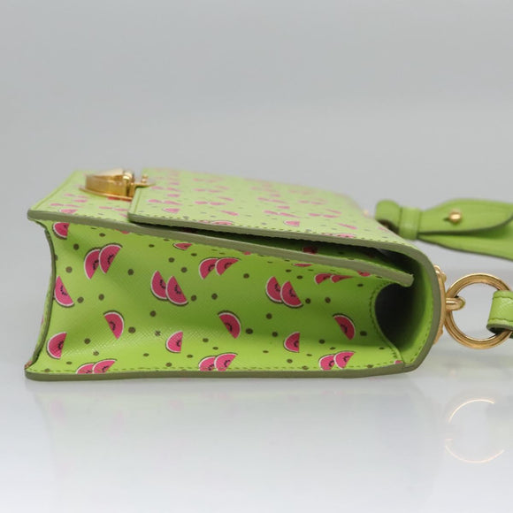 PRADA Watermelon Shoulder Bag Safiano leather Green Auth 113168V