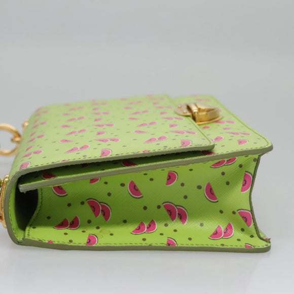 PRADA Watermelon Shoulder Bag Safiano leather Green Auth 113168V