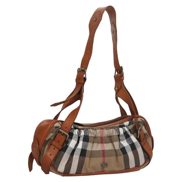 BURBERRY Nova Check Shoulder Bag Canvas Beige Brown Auth 113178