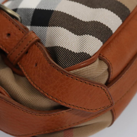 BURBERRY Nova Check Shoulder Bag Canvas Beige Brown Auth 113178