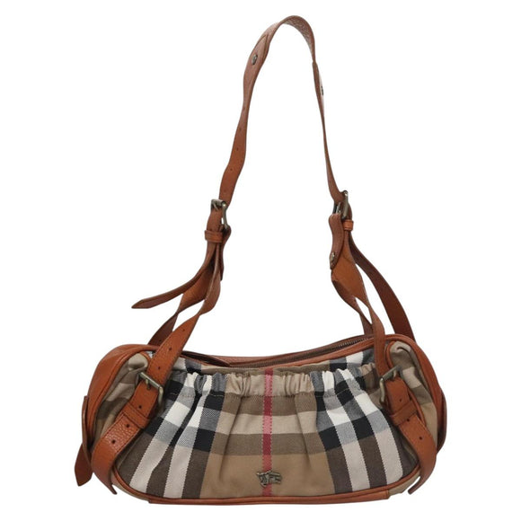 BURBERRY Nova Check Shoulder Bag Canvas Beige Brown Auth 113178