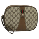 GUCCI GG Supreme Web Sherry Line Clutch Bag PVC Beige Red Green Auth 113196-1
