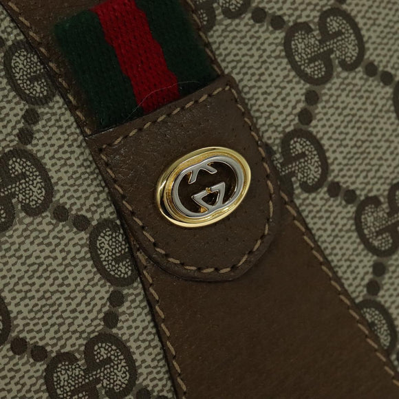 GUCCI GG Supreme Web Sherry Line Clutch Bag PVC Beige Red Green Auth 113196