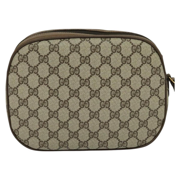 GUCCI GG Supreme Web Sherry Line Clutch Bag PVC Beige Red Green Auth 113196
