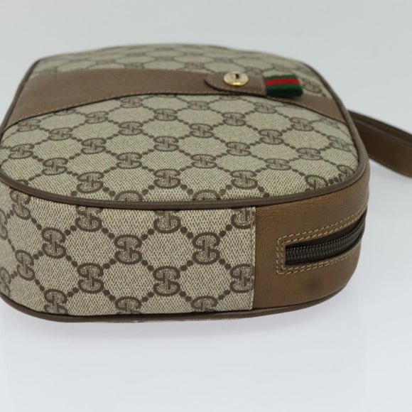 GUCCI GG Supreme Web Sherry Line Clutch Bag PVC Beige Red Green Auth 113196