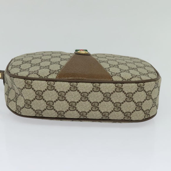 GUCCI GG Supreme Web Sherry Line Clutch Bag PVC Beige Red Green Auth 113196