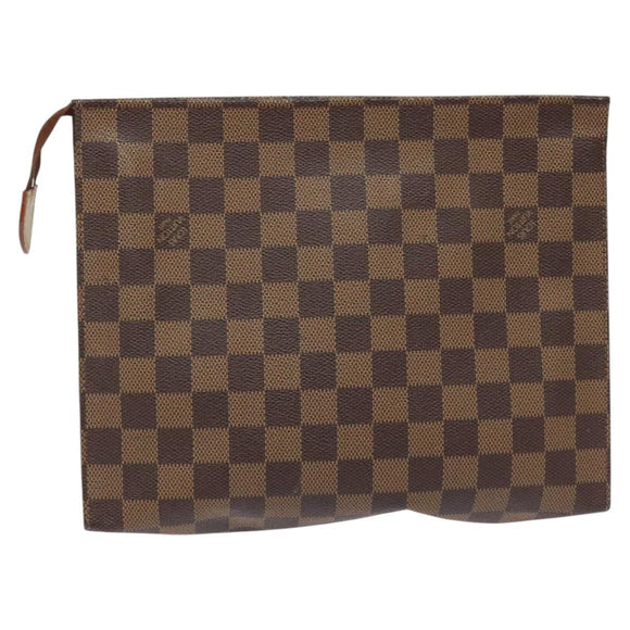 LOUIS VUITTON Damier Ebene Poche Toilette 26 Pouch N47543 LV Auth 113197