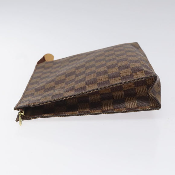LOUIS VUITTON Damier Ebene Poche Toilette 26 Pouch N47543 LV Auth 113197